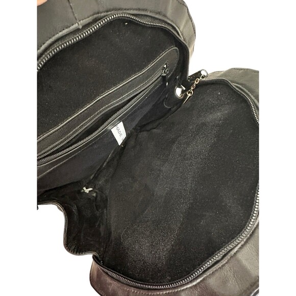 Vintage BRIO! Buttery Soft Leather Scallop Shell Crossbody Bag Purse Black Korea - Picture 5 of 8